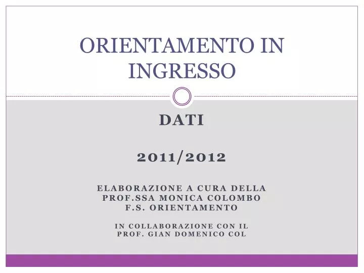 orientamento in ingresso