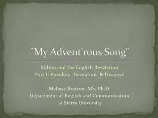 &quot;My Advent'rous Song&quot;