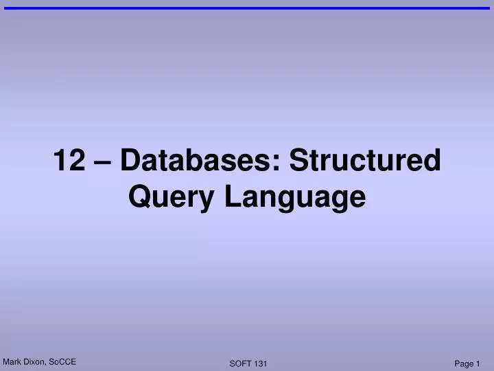 12 databases structured query language