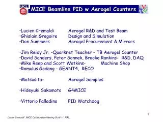 MICE Beamline PID w Aerogel Counters