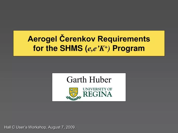 aerogel erenkov requirements for the shms e e k program