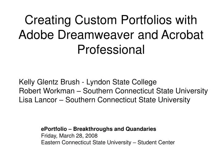 creating custom portfolios with adobe dreamweaver and acrobat professional