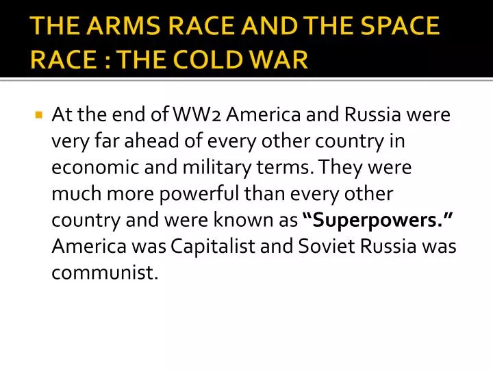 the arms race and the space race the cold war