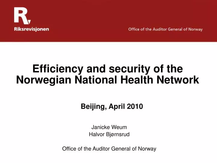 efficiency and security of the norwegian national health network
