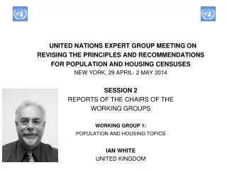 UNITED NATIONS EXPERT GROUP MEETING ON REVISING THE PRINCIPLES AND RECOMMENDATIONS