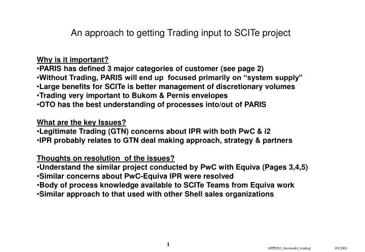 an approach to getting trading input to scite project