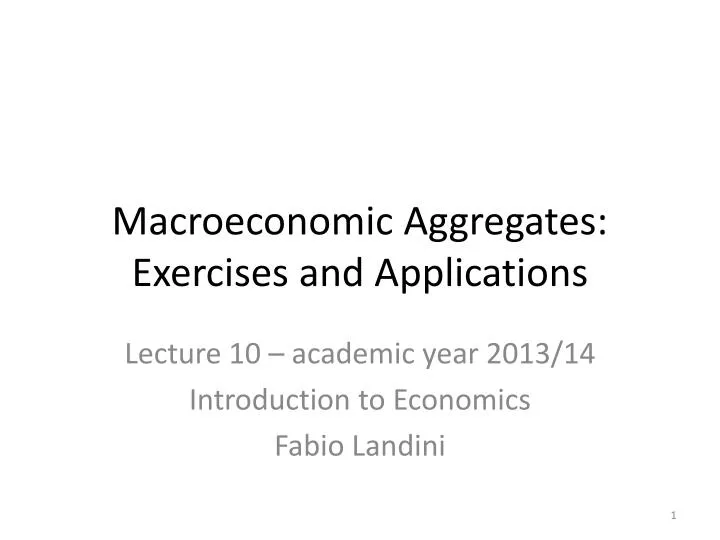 macroeconomic aggregates exercises and applications
