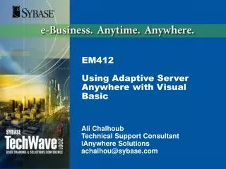 EM412 Using Adaptive Server Anywhere with Visual Basic