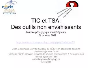 tic et tsa des outils non envahissants