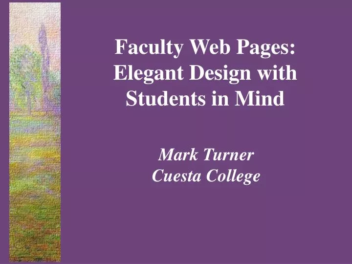 faculty web pages elegant design with students in mind