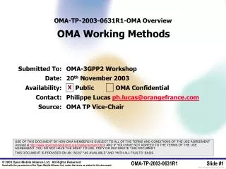 OMA-TP-2003-0 631R1 - OMA Overview OMA Working Methods