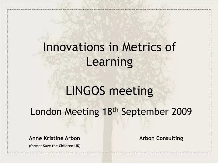 innovations in metrics of learning lingos meeting