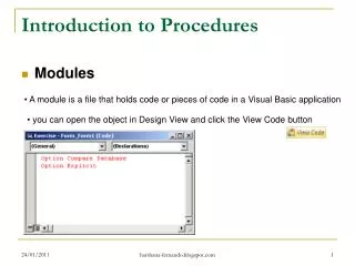 Introduction to Procedures