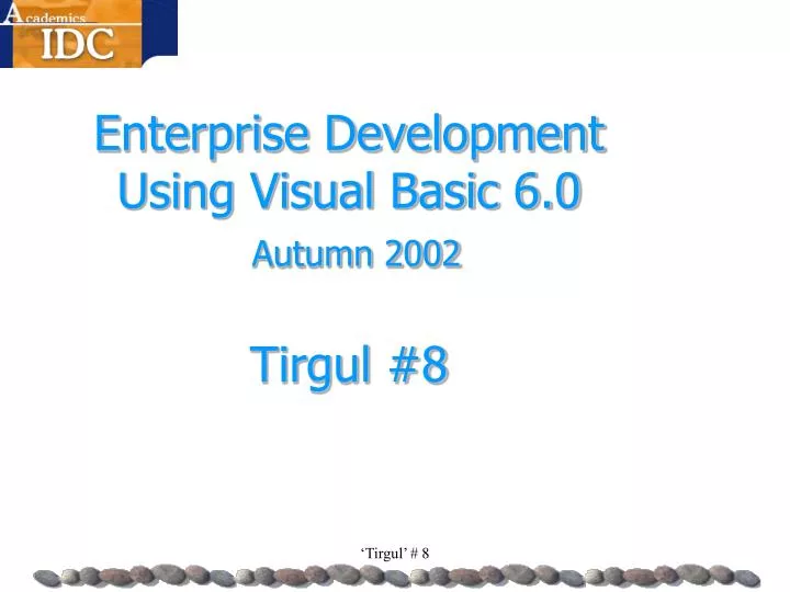 enterprise development using visual basic 6 0 autumn 2002 tirgul 8
