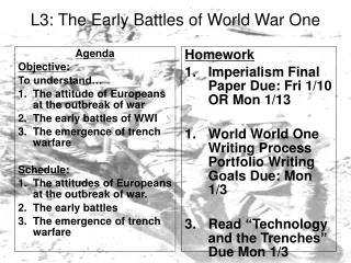 L3: The Early Battles of World War One
