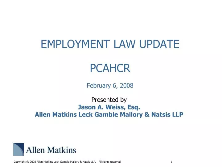 employment law update pcahcr february 6 2008