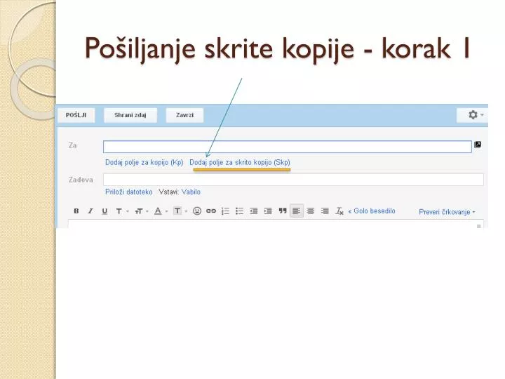 po iljanje skrite kopije korak 1