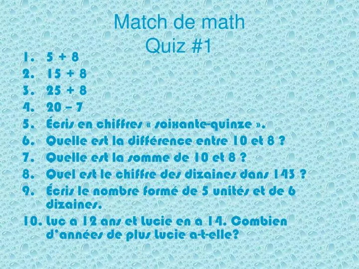 match de math quiz 1