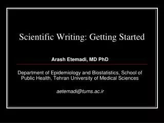 Scientific Writing: Getting Started