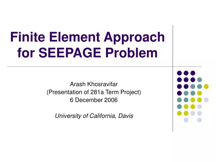finite element approach for seepage problem
