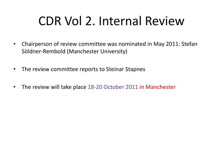 cdr vol 2 internal review