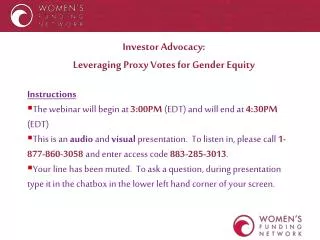 Investor Advocacy: Leveraging Proxy Votes for Gender Equity