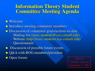 Information Theory Student Committee Meeting Agenda