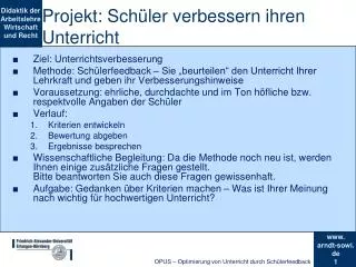 projekt sch ler verbessern ihren unterricht