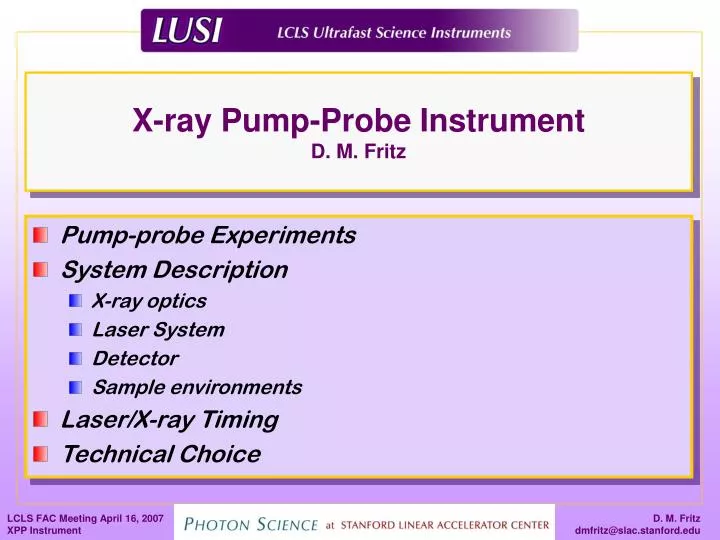 x ray pump probe instrument d m fritz