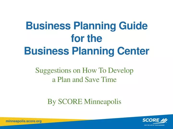 business planning guide for the business planning center