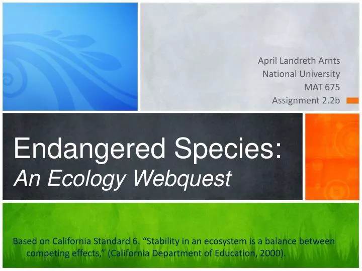 endangered species an ecology webquest