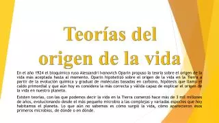 teor as del origen de la vida