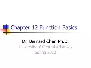 Chapter 12 Function Basics