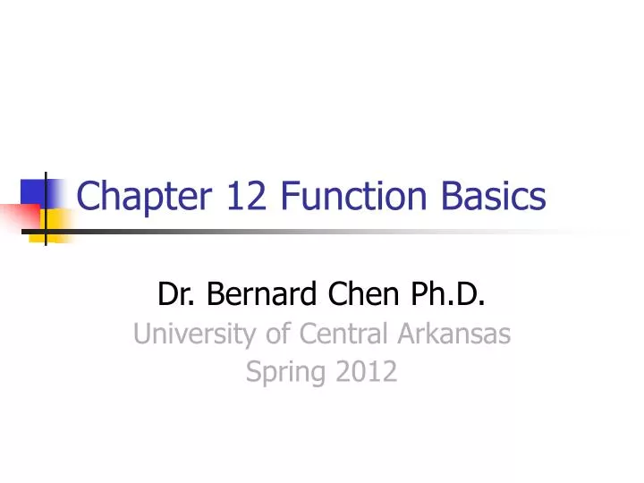 chapter 12 function basics