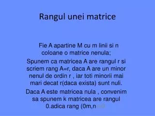rangul unei matrice
