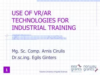 USE OF VR/AR TECHNOLOGIES FOR INDUSTRIAL TRAINING