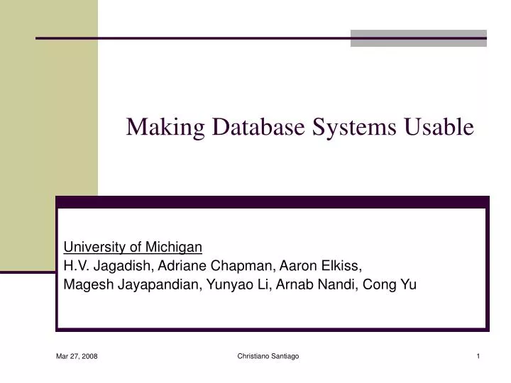 making database systems usable