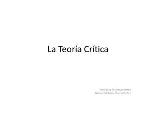 la teor a cr tica