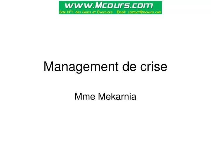 management de crise