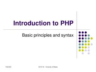 Introduction to PHP