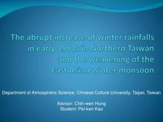 Department of Atmospheric Science, Chinese Culture University, Taipei, Taiwan