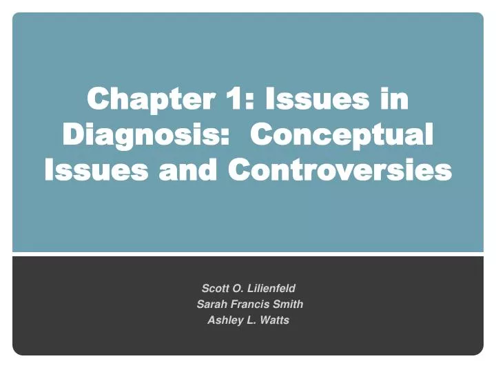 chapter 1 issues in diagnosis conceptual issues and controversies