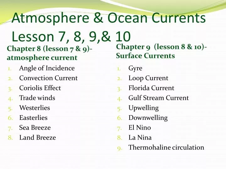 atmosphere ocean currents lesson 7 8 9 10