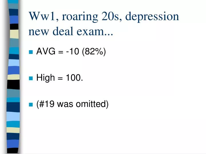 ww1 roaring 20s depression new deal exam