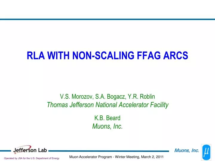 rla with non scaling ffag arcs