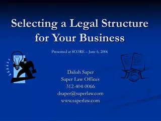 Selecting a Legal Structure for Your Business