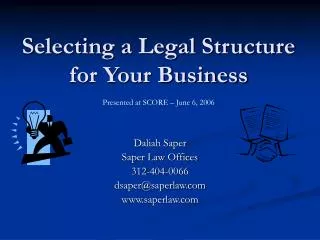 selecting a legal structure for your business