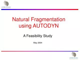 Natural Fragmentation using AUTODYN