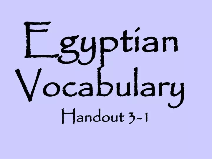 egyptian vocabulary