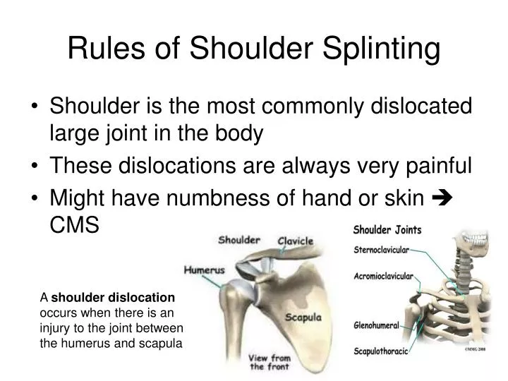 rules of shoulder splinting